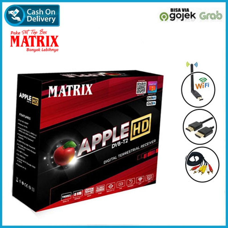 Set Top Box STB Matrix Apple HD Merah DVB-T2