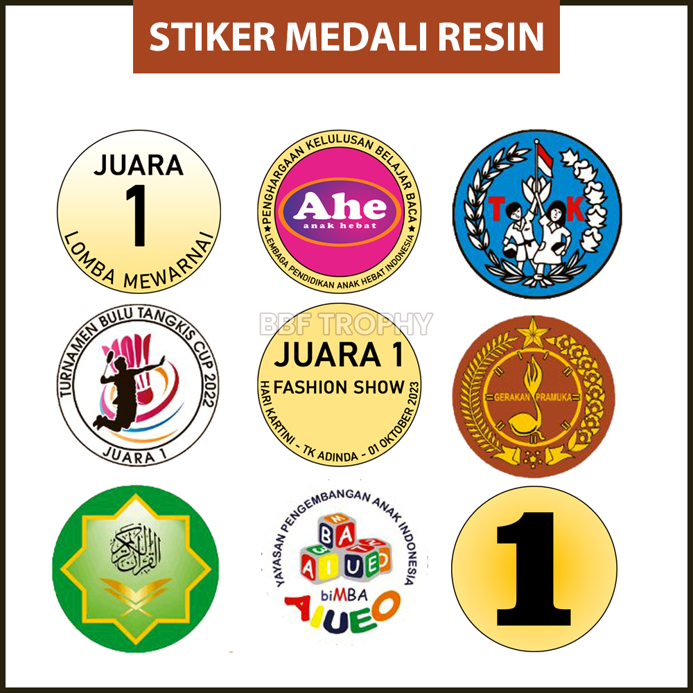

Stiker Label Medali Resin