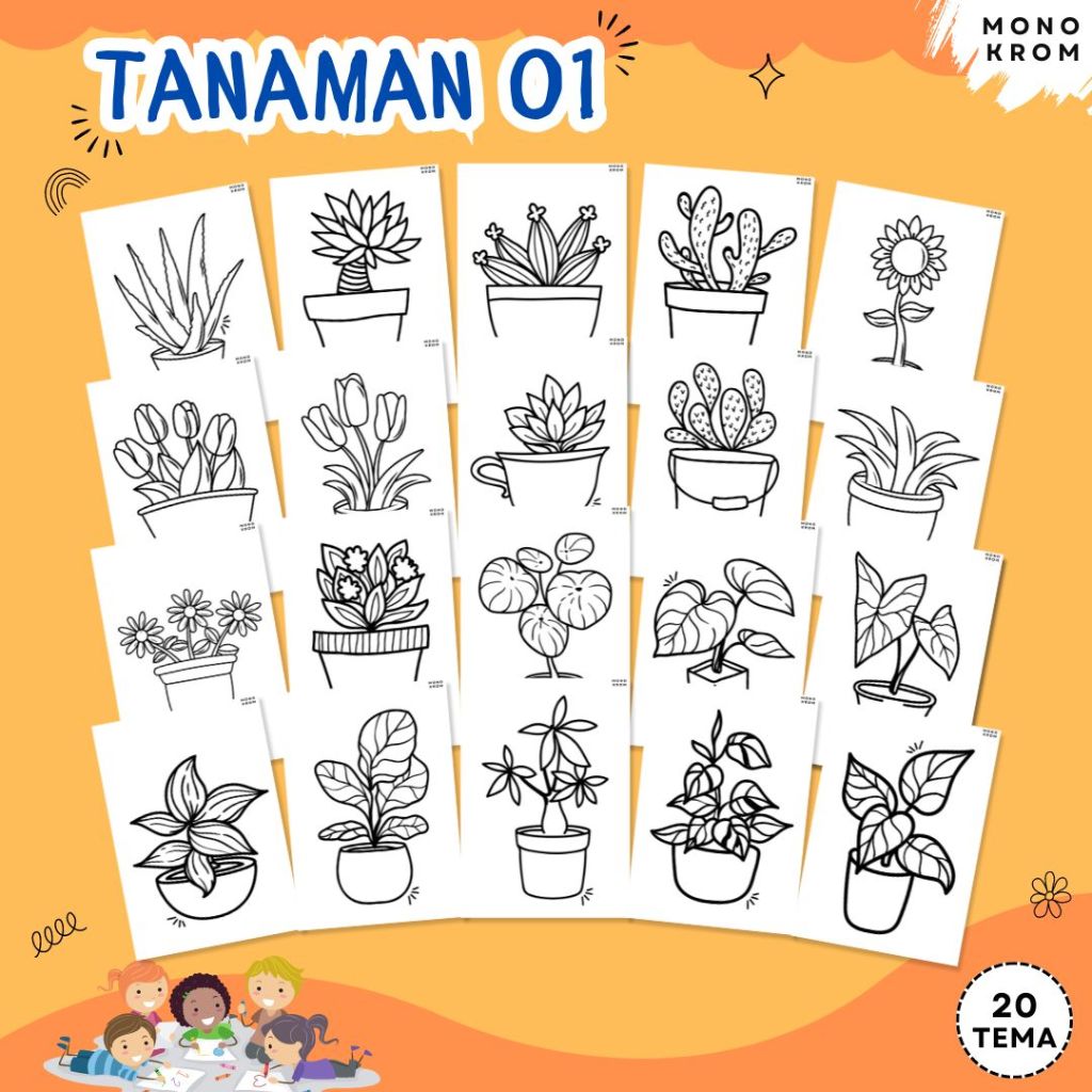 

Kertas Gambar Mewarnai - Coloring Page - Tanaman 01