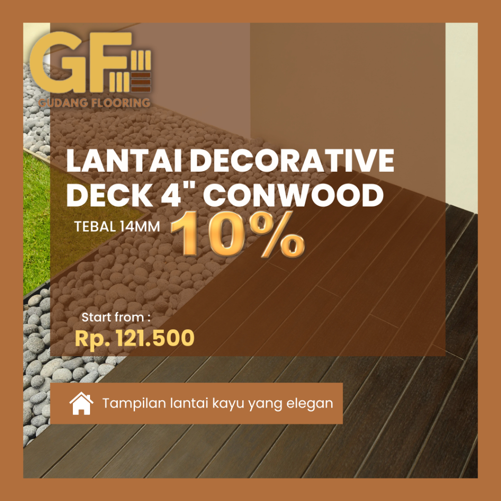 Conwood Deck 4" Tebal 14mm Lantai Kayu Outdoor