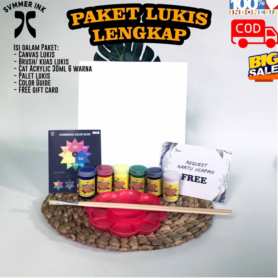

Paket Kanvas Lukis 2X2 3X3 15X15 Cat Akrilik 3ml Palet Kuas Set Hampers Lucu Melukis Svmmerink