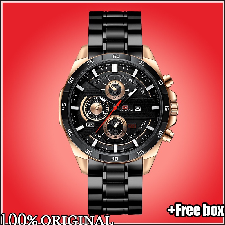 Siap Kirim VaVa Voom 216G Jam Tangan Pria Luxury Stainless Steel Quartz Cowok Original Tahan Air Wat