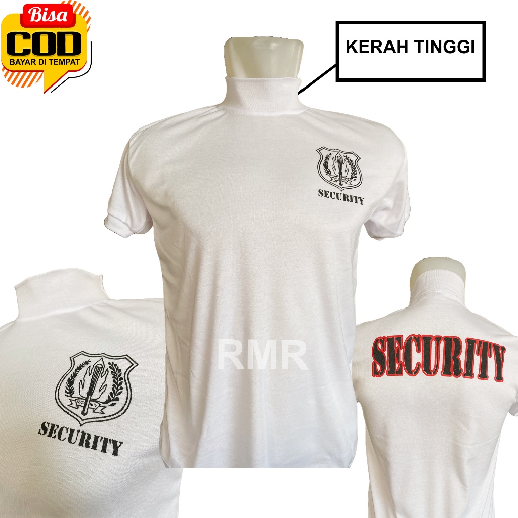 KAOS SECURITY PUTIH KERAH TINGGI - KAOS SECURITY WARNA PUTIH KERAH TINGGI