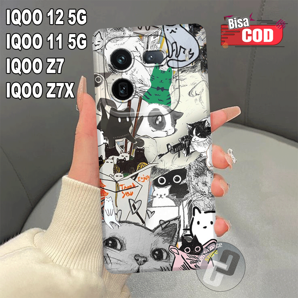 G5- Case Pro Camera IQOO 12 5G -Bahan karet lentur -Case IQOO 11 5G - IQOO Z7-IQOO Z7X-Motif ART