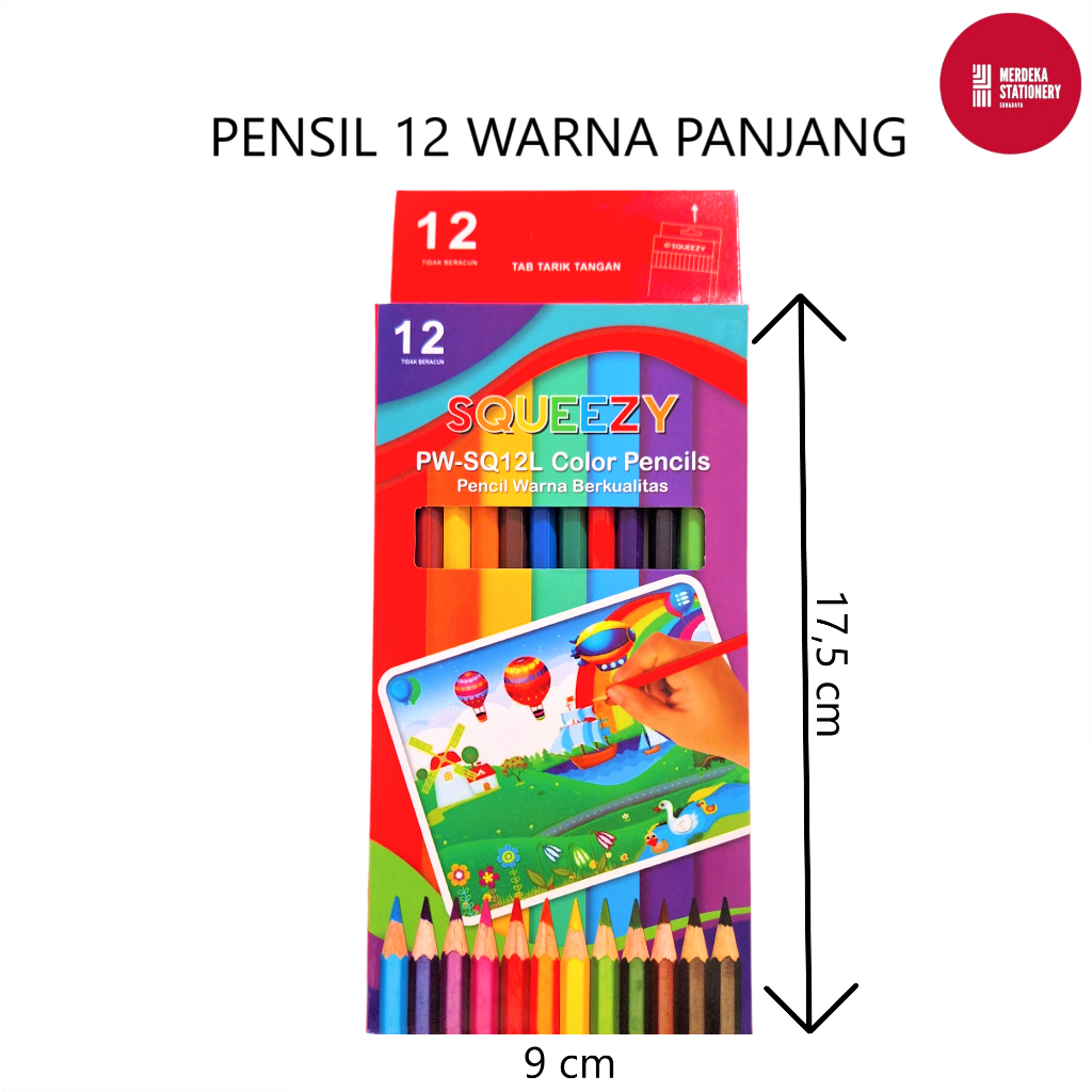 

Pensil Warna /Colour/Color/Colors/Colours Pencil 12 Warna Panjang SQUEEZY MURAH