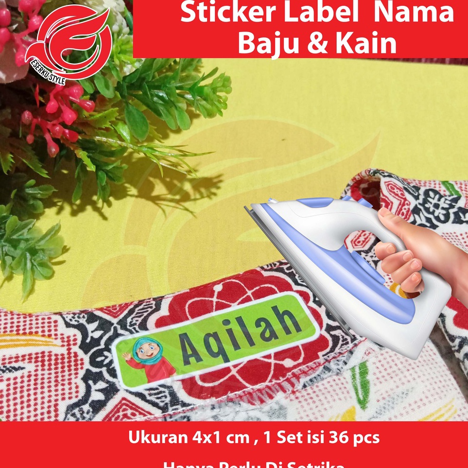 

Diskon Sticker Label Nama Kain Baju Kaos Sablon Setrika Sticker Iron Per Pack isi 36 Pcs ukuran 4x1 cm