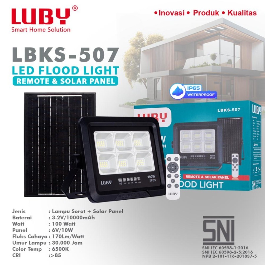 Luby Lampu Sorot 100Watt Led LBKS-507 Floodlight Remote & Solar Panel