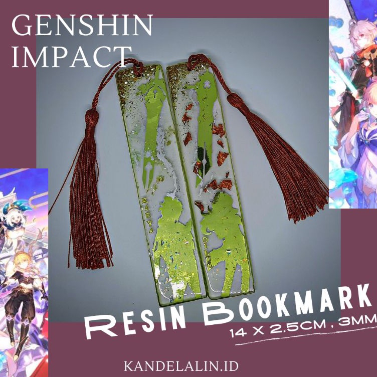 

Dijual Murah gen shin impact resin bookmark albedo zhongli kaeya kazuha diluc xiao