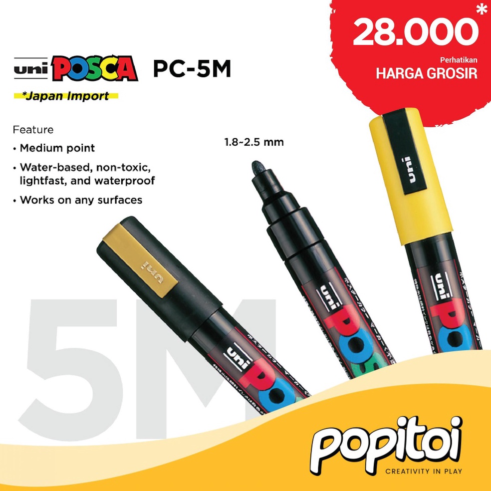 

Berkualitas UNI POSCA PC5M Paint Marker Medium Point Spidol warna warni PC 5M PC5M