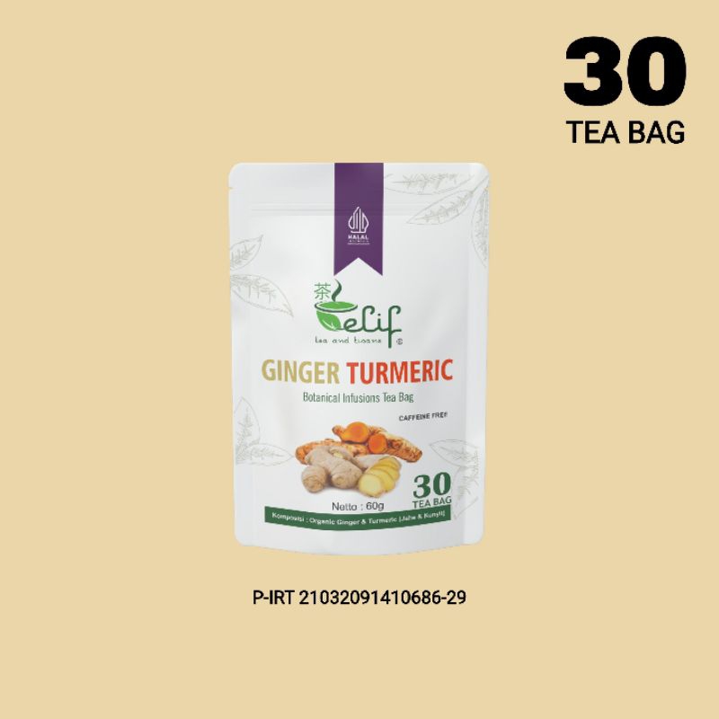 

ELIF TEA AND TISANE Ginger Turmeric Tea | Teh Jahe Kunyit | 30 Tea Bag