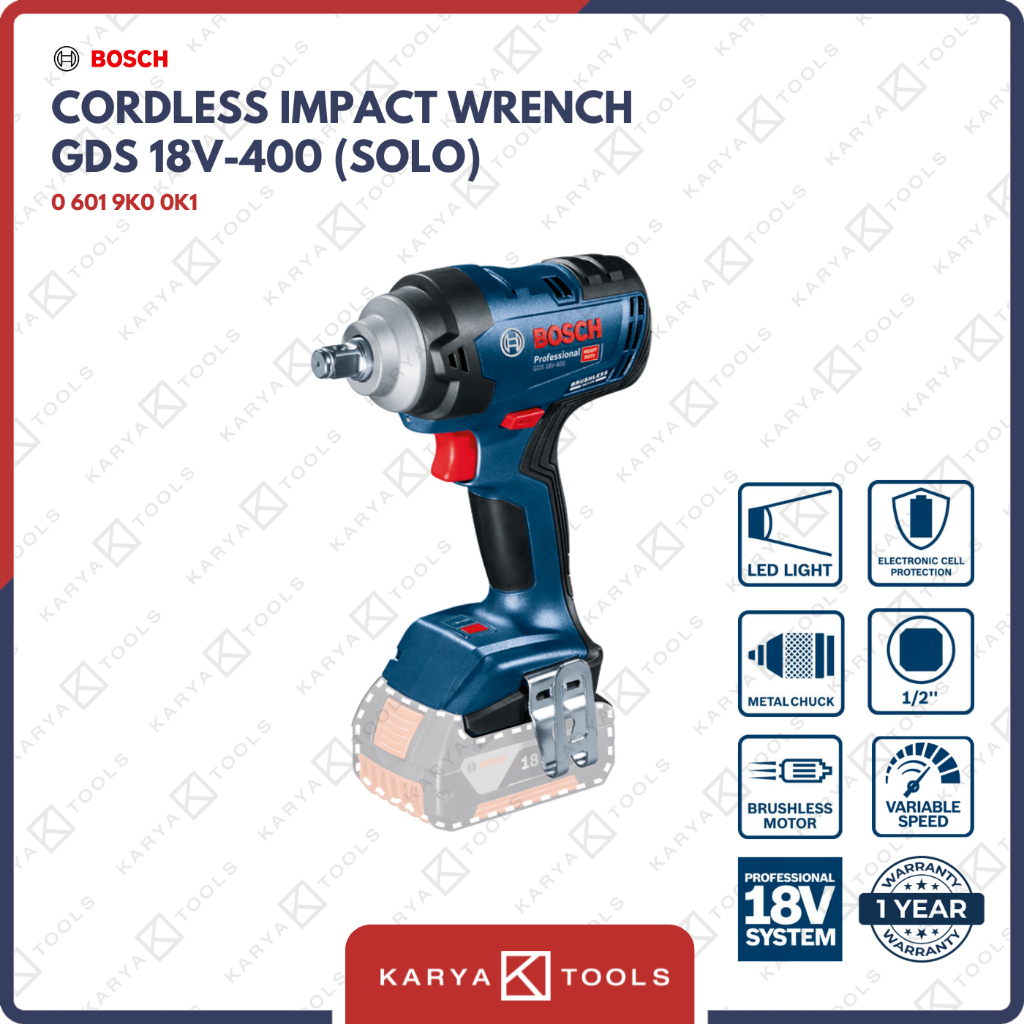 Bosch GDS 18V-400 Impact Wrench Cordless / Pembuka Baut Baterai 18V