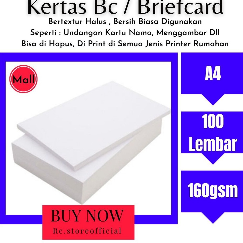 

Paket Murah 1 Lembar hight quality A4 Kertas Briefcard BC 16gsm putih