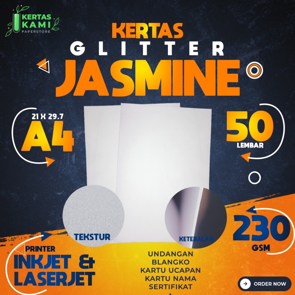 

Kes Jasmine TEBAL 23 gsm A4 isi 5 lembar Kes Jasmine Glitter Putih A4 23 gram Kes Blangko Undangan Karton Ih Flower ukuran A4