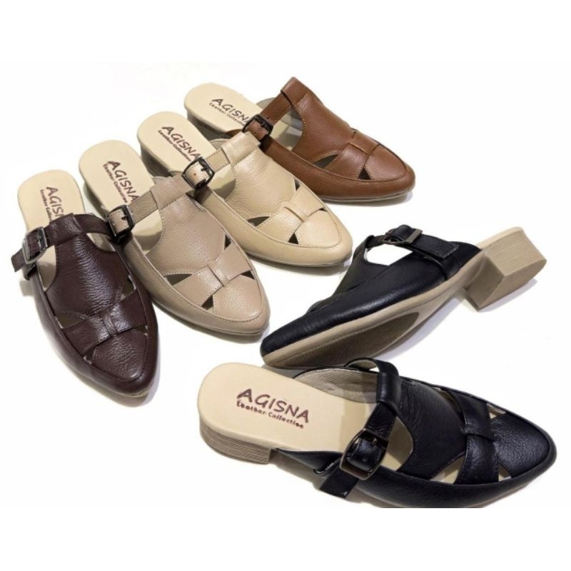 pasti murah kulit sapi asli garut sepatu wanita tutong wanita slip on tinggi 3cm ringan empuk