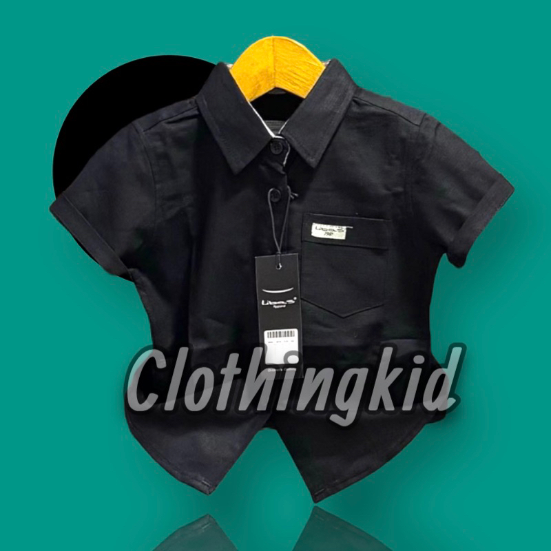BEST SELLER KEMEJA  ANAK LAKI-LAKI 6 BULAN - 12 TAHUN POLOS WARNA HITAM LENGAN PENDEK PREMIUM QUALIT