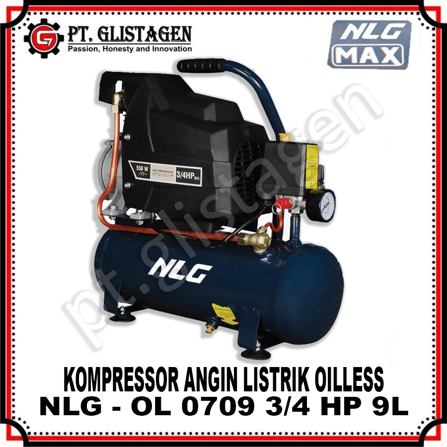 NLG OL0709 Mesin Kompresor Angin Listrik Oilles Silent 3/4 HP 9 Liter OL-0709 NLG