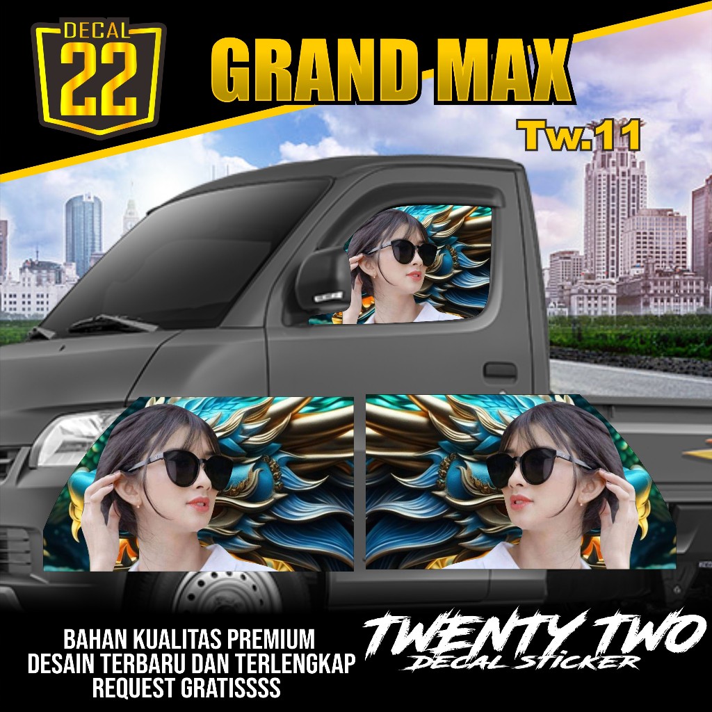 STIKER ONE WAY KACA MOBIL GRAND MAX STIKER KACA SAMPING GRAND MAX KODE Tw.11