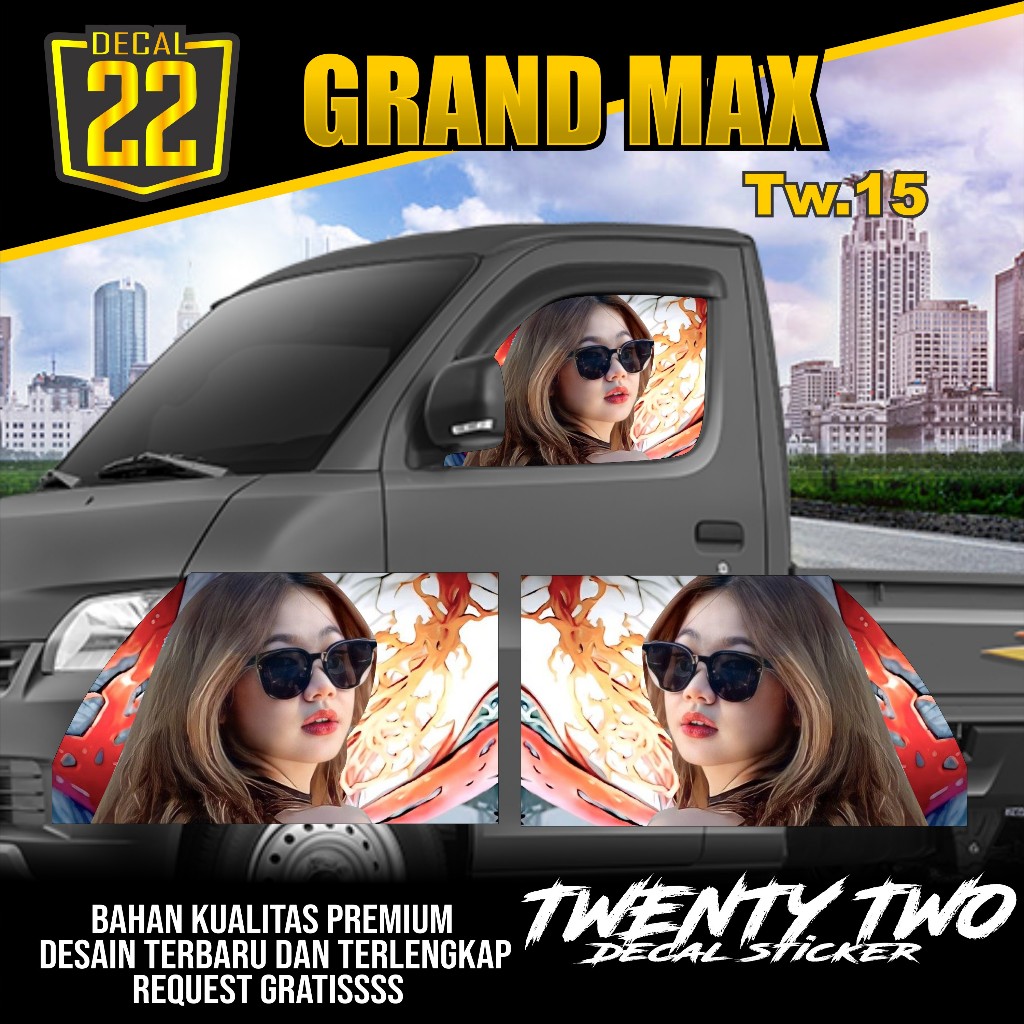 STIKER ONE WAY KACA MOBIL GRAND MAX STIKER KACA SAMPING GRAND MAX KODE Tw.15