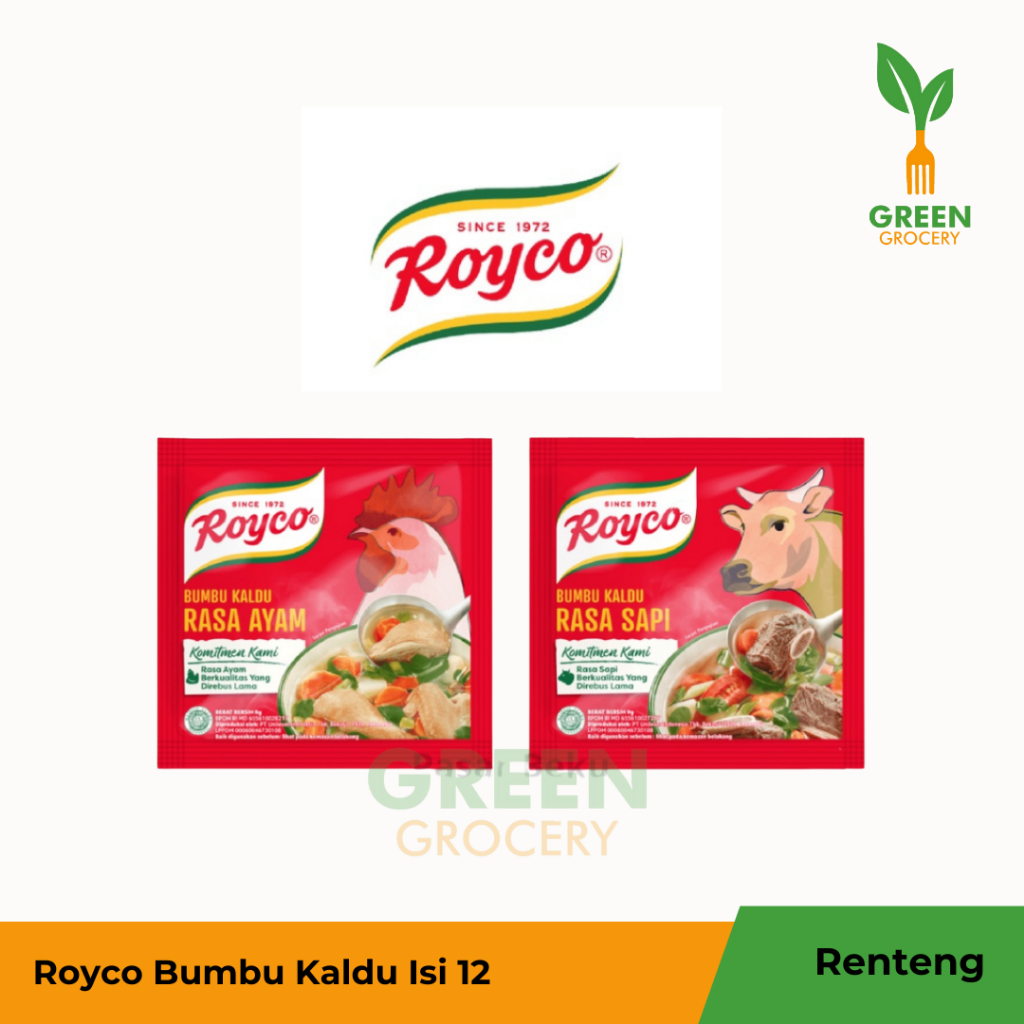 

Royco Rasa Ayam dan Rasa Sapi 9gr Isi 12pcs Kemasan Renceng Bumbu Masakan Green Grocery Padang