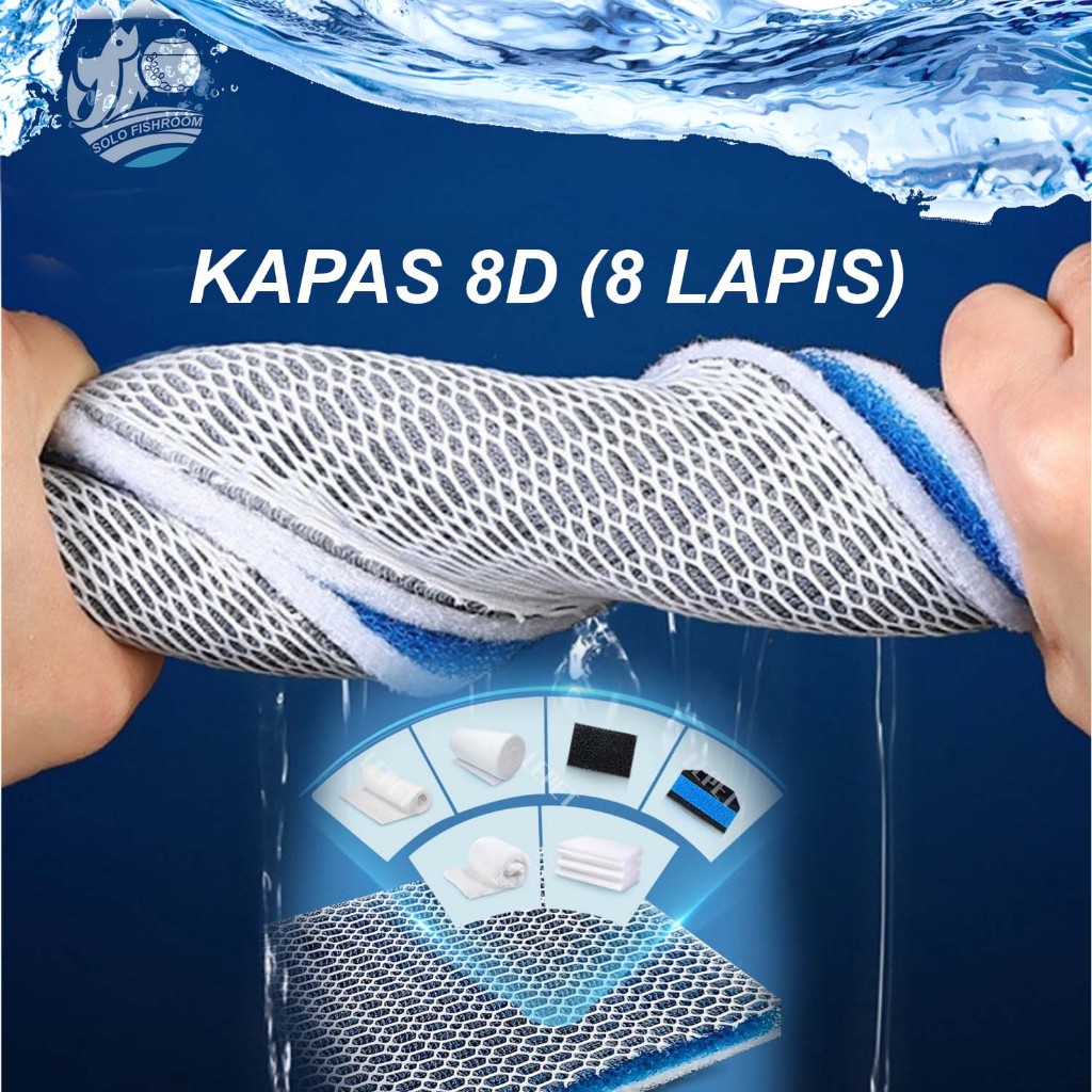 Kapas Busa Filter 8D (8 lapisan)  Aquarium Sponge Filter Cotton Super Premium Bisa Dicuci