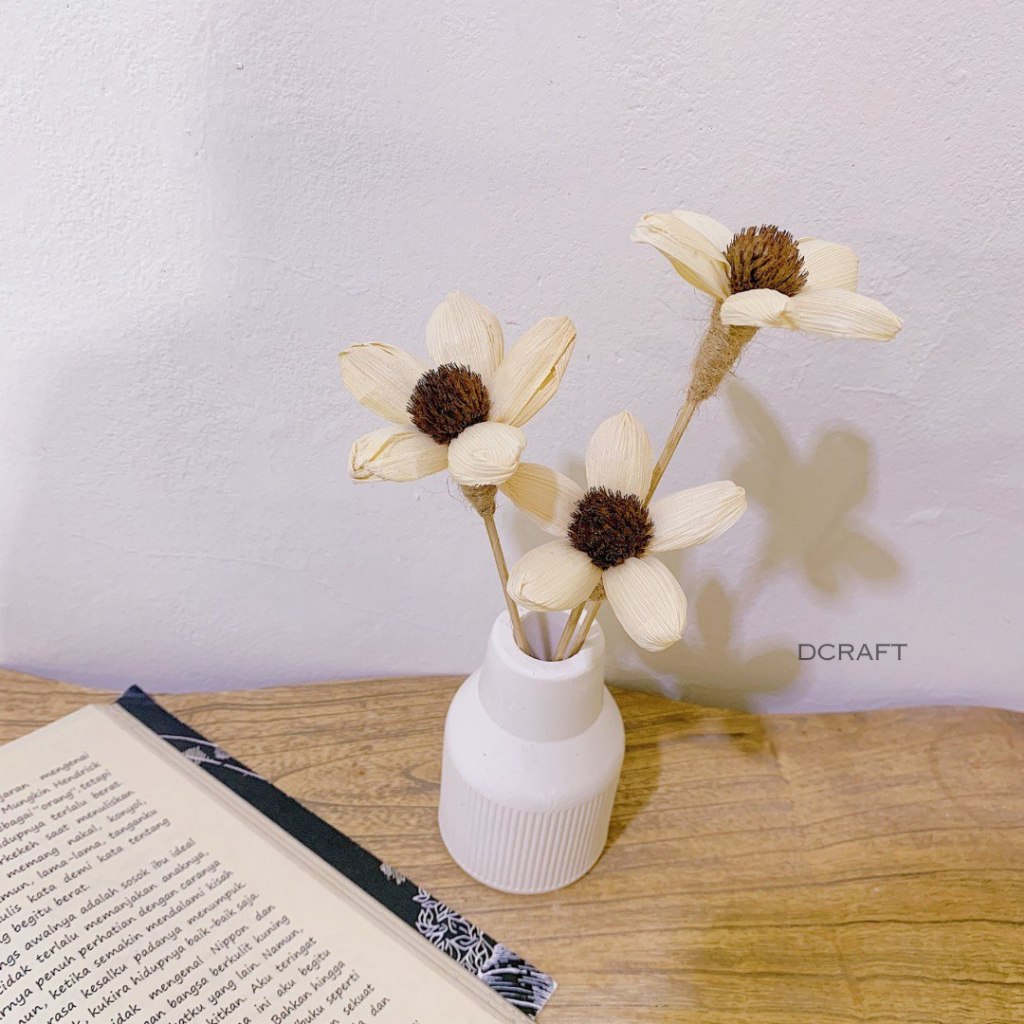 Bunga Klobot Daisy Bunga Kering Hantaran Mahar Dekorasi Rustik Natural