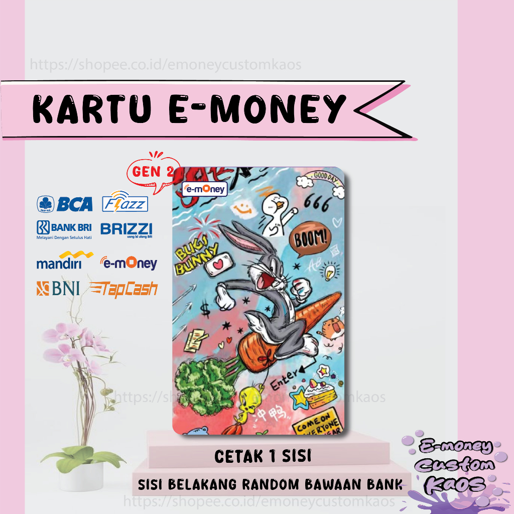 KARTU EMONEY ANIME LOONEY TUNES BUGS BUNNY MANDIRI FLAZZ BCA BNI TAPCASH BRIZZI BRI - 1 SISI