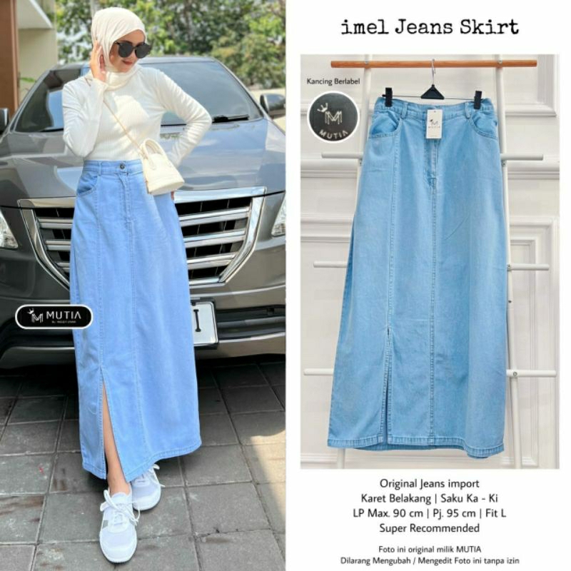Imel Skirt Rok Span Jeans Belah Depan Import Lp 90 Fit XL By Mutia