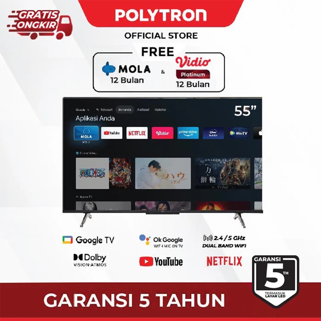 LED Polytron 55UG5959 55 Inch 4K UHD Smart TV