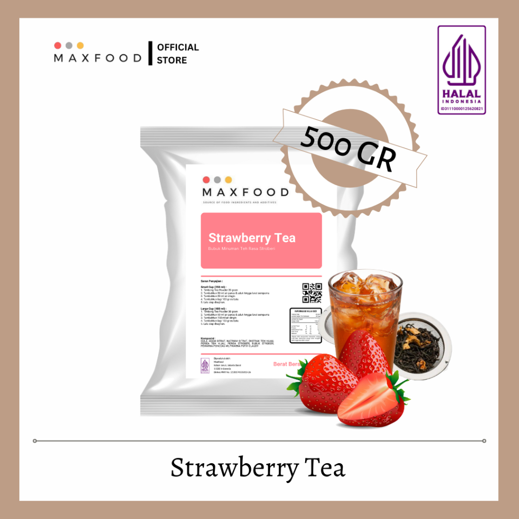 

MAXFOOD - Strawberry Tea / Bubuk Minuman Rasa Teh Strawberry 500 GR