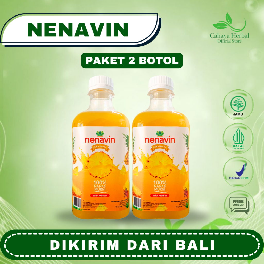 

NENAVIN (2 Botol) - Cuka Nanas Herbal Bantu Mengatasi Diabetes, Turunkan Gula Darah dan Kolesterol Mengandung Inang Cuka dengan 100% Nanas Asli