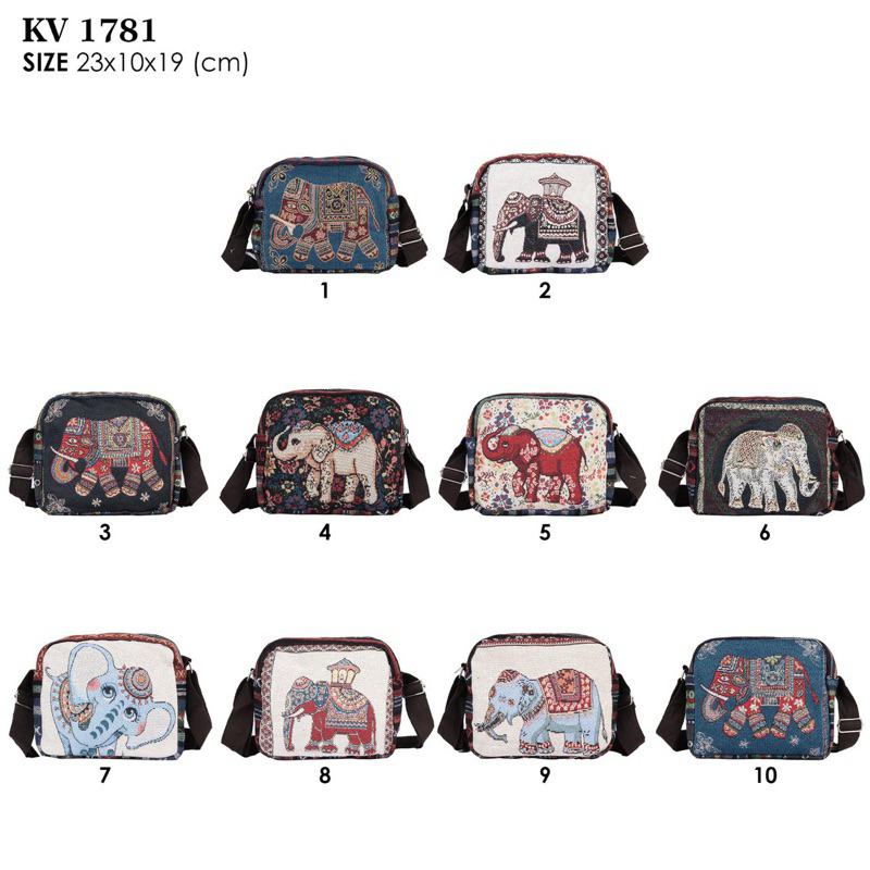 TERMURAH TAS WANITA IMPORT KANVAS KUALITAS PREMIUM TENUN OWL GAJAH selempang  - TAS THAILAND BANGKOK