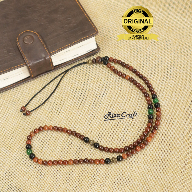 THE TRIPLE AL HASIB Kalung Gelang Tasbih Kecil Kayu Kaokah Kokkah Kokka Mix Batu Akik Giok Onyx ASLI