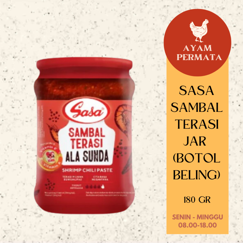 

Sambal Terasi SASA 180gr - Jas Botol Kaca - Siap Langsung Makan Sambel Trasi Ala Sunda - Ayam Permata