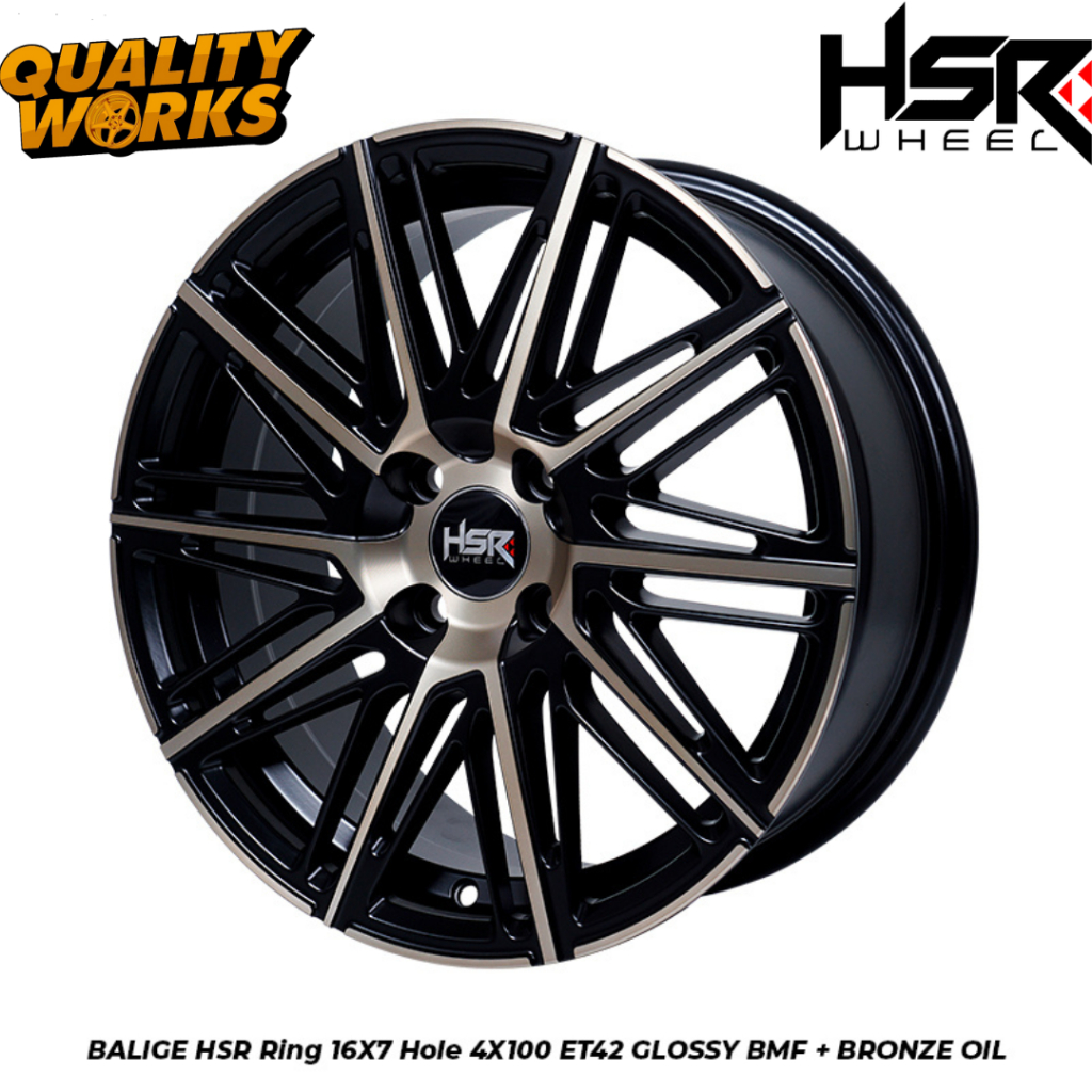 Velg Mobil Hsr Wheels Terbaru R16 inch Pelek Hsr Balige Ring 16 Lubang 4 pcd 100 Black Chrome Bronze