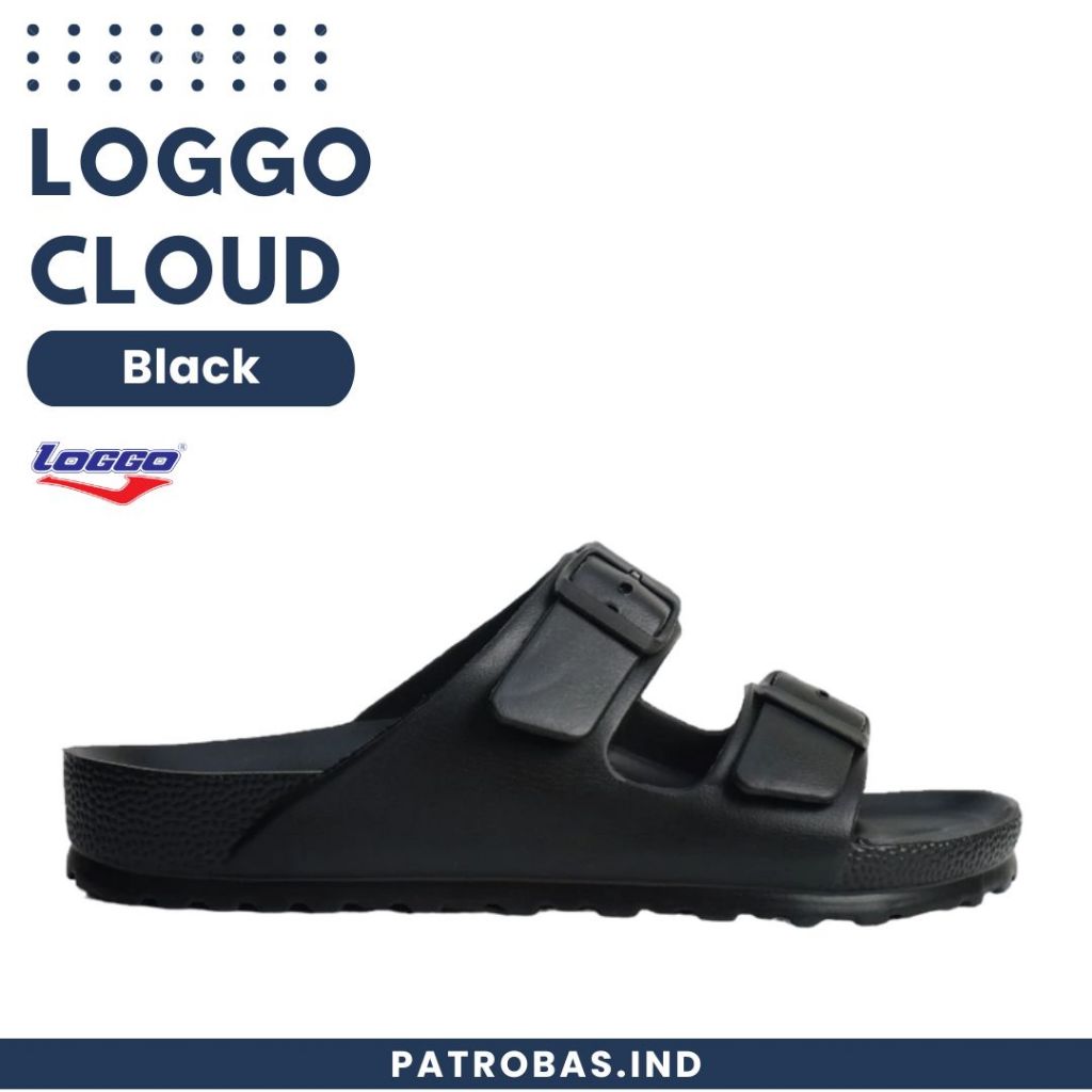 Loggo Sandal Cloud Phylon Black Sendal Slide Slop Pria Hitam Original