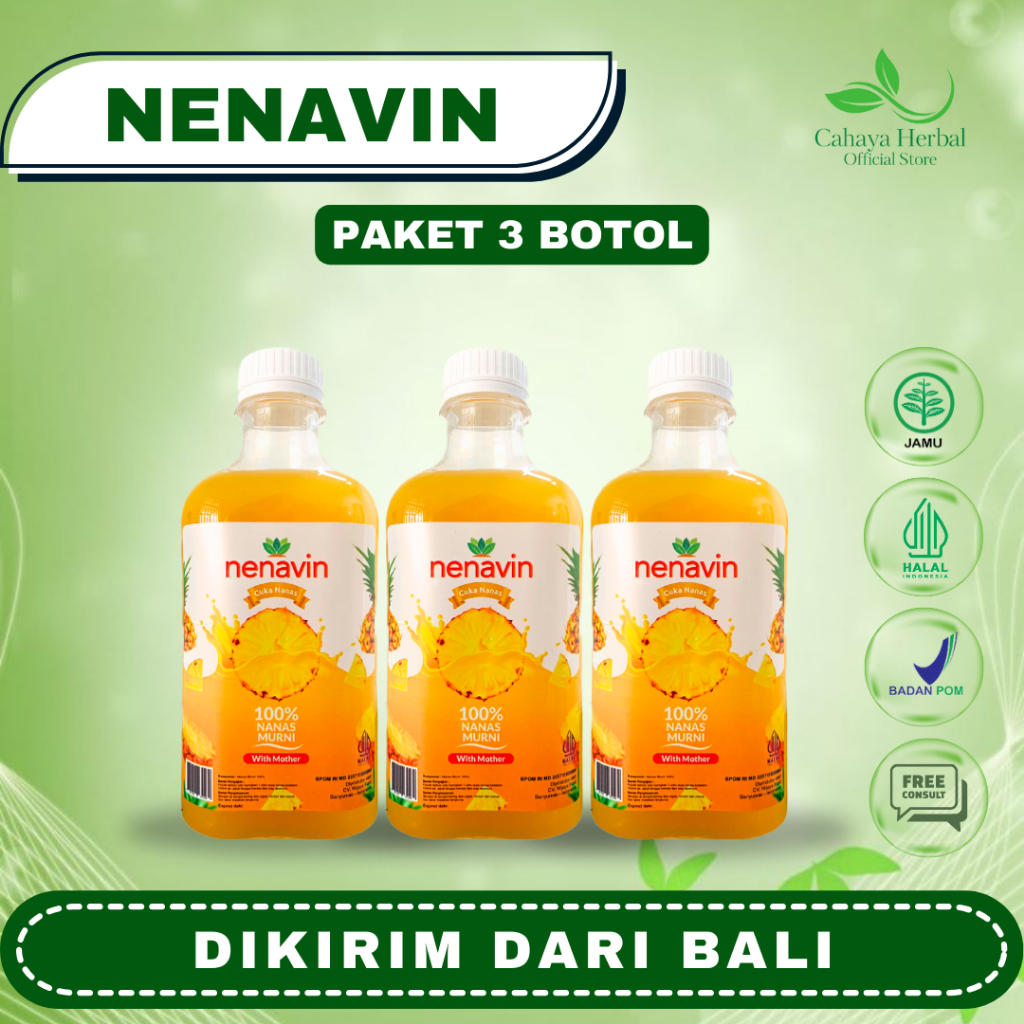 

NENAVIN (3 Botol) - Cuka Nanas Herbal Bantu Mengatasi Diabetes, Turunkan Gula Darah dan Kolesterol Mengandung Inang Cuka dengan 100% Nanas Asli