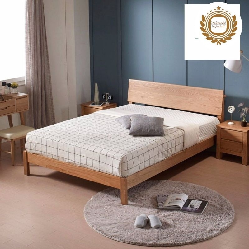 ranjang kolong minimalis 160x200, kayu solid, ranjang minimalis modern
