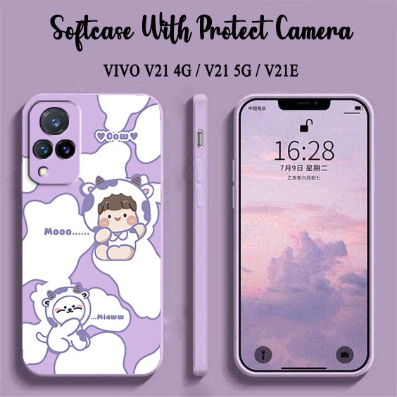 Softcase Macaron Motif Sapi [UV10] For Vivo V21 4G V21 5G V21E  - Case HP Vivo V21 4G V21 5G V21E - 