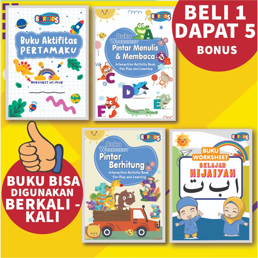 Buku Aktivitas Belajar Anak Kata Pertamaku Busy Activity Book Worksheet Edukasi Menulis Membaca Huru