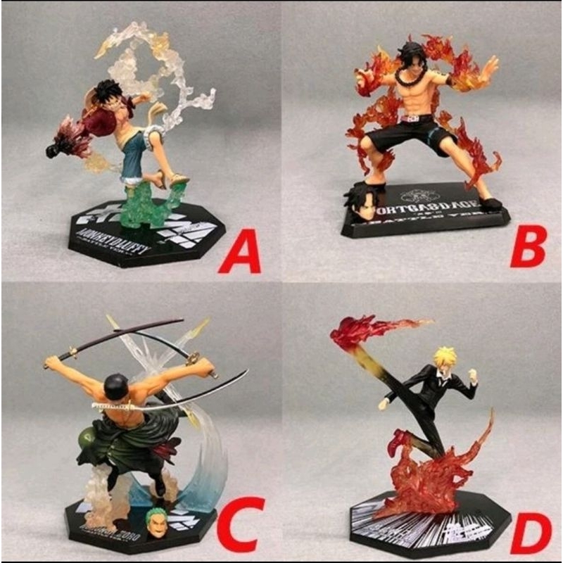 Action Figure Anime One Piece Fzo Kws Luffy Zoro Ace Sanji Battle Effect