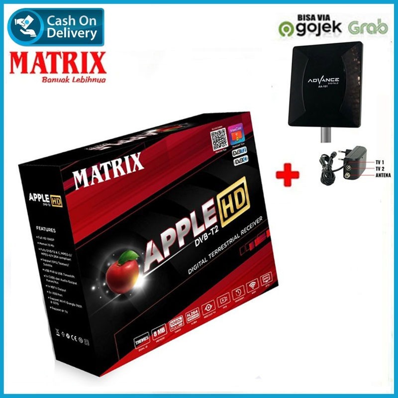 Set Top Box STB Matrix Apple HD Merah DVB-T2