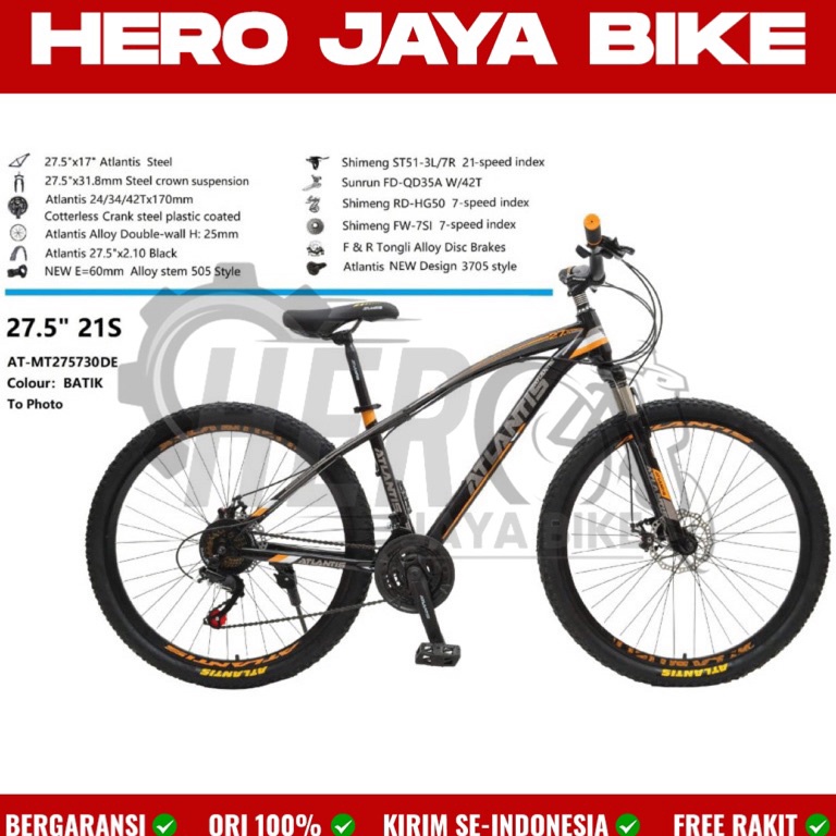 Paling Diminati Sepeda MTB ATLANTIS  FASTRON 26  275inch ATMT73EN SEPEDA GUNUNG TERMURAH DAN LARIS
