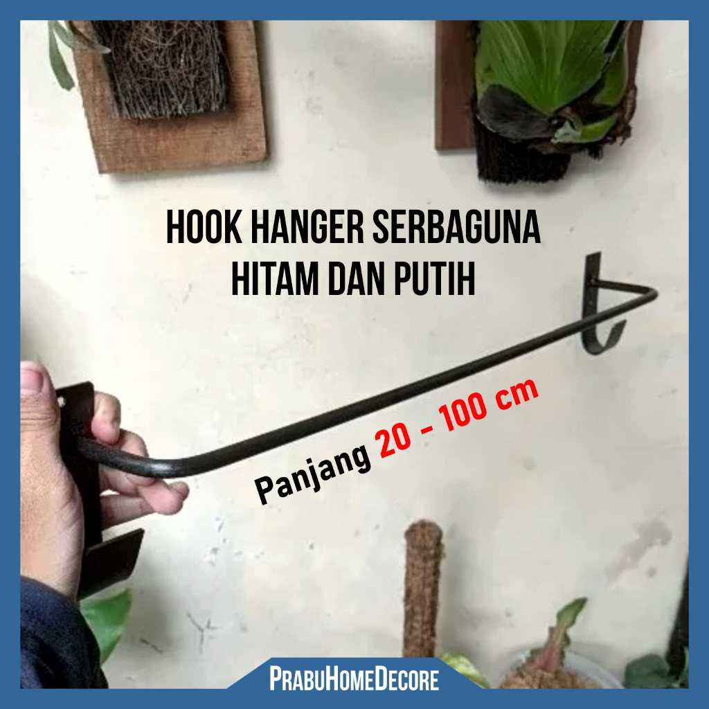 Hook Hanger Besi Handuk Baju Jemuran Dinding Panjang 20 - 100 cm | Cantolan Baju Hanger Serbaguna un