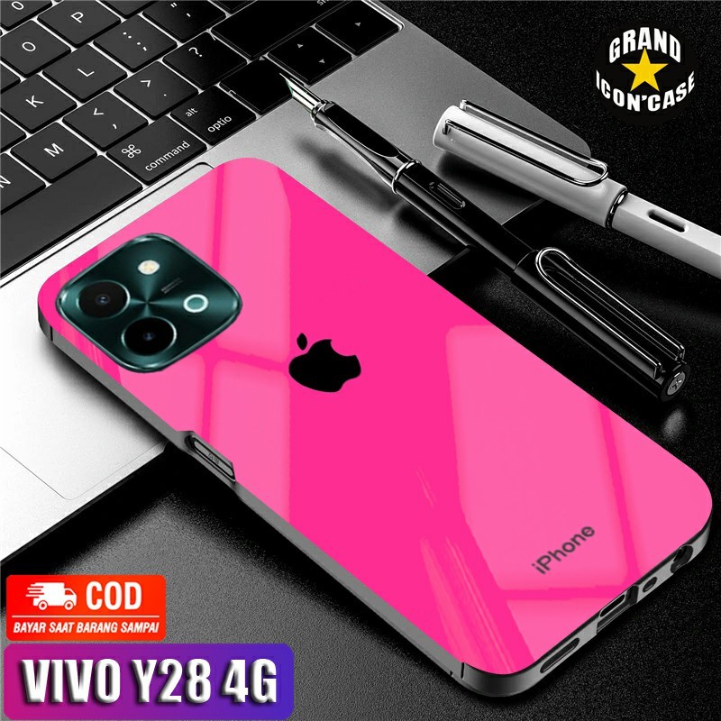 big promo softcase glass kaca terbaru for vivo y28 4g trendy kesing hp vivo terbaru gc16