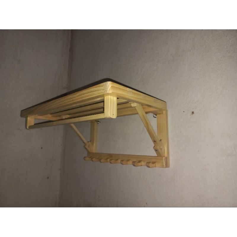 Rak Gantungan Baju Kapstok Kayu Jati Belanda Minimalis Bisa Dilipat