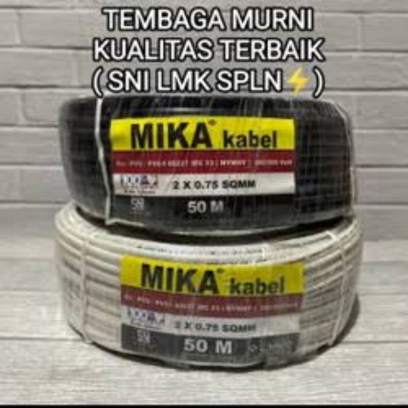 Kabel Serabut MIKA NYMHY 2x0,75 mm / NYYHY 2x.0.75 mm Roll 50m / 100m LMK SNI