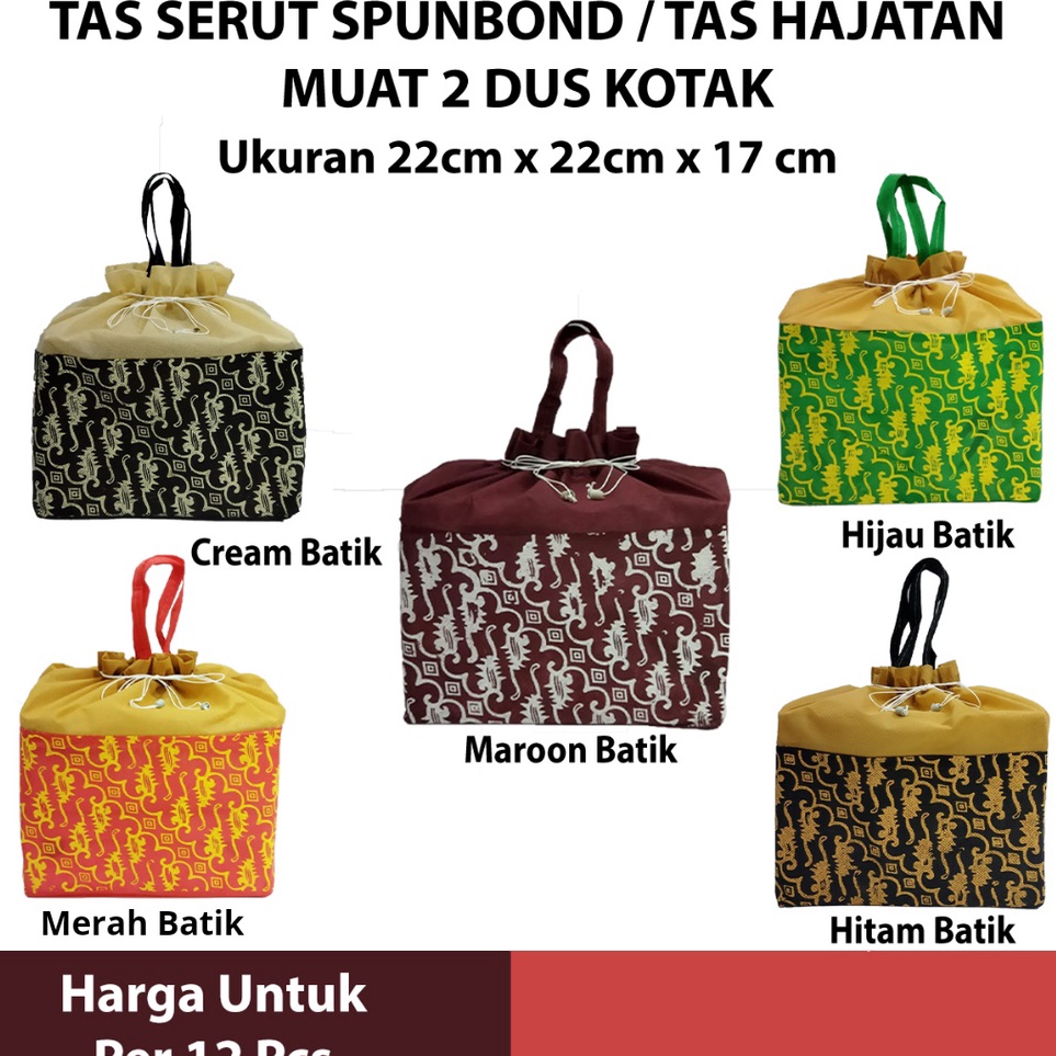 

Tas Serut Batik Spunbond Tas Hajatan Tas Kotak 22cm