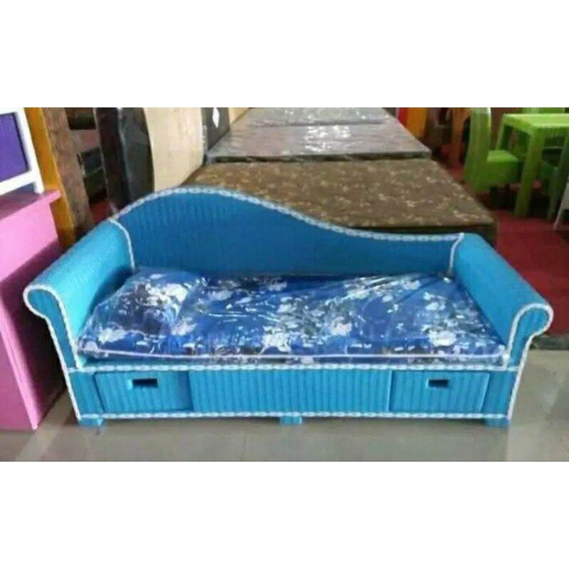 sofa lige rotan sintetis / sofa 3 seater / sofa 3 dudukan