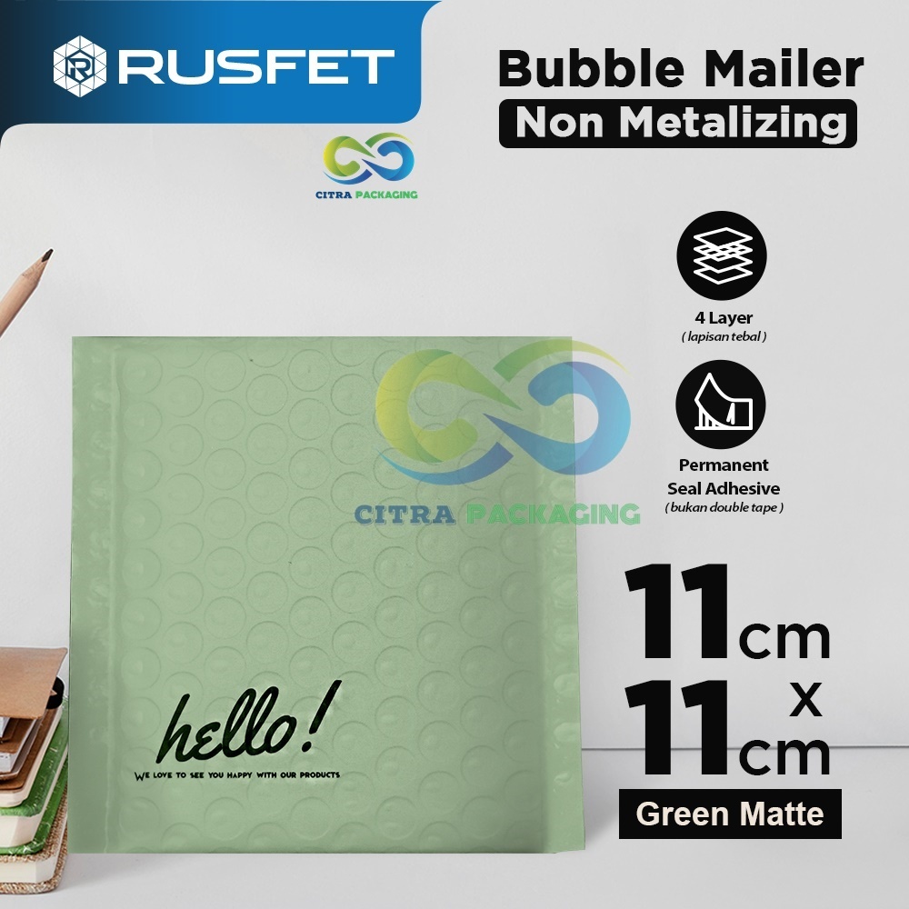 

BUBBLE MAILER 11 X 11 CM GREEN MATTE / AMPLOP BUBBLE PACKING PREMIUM