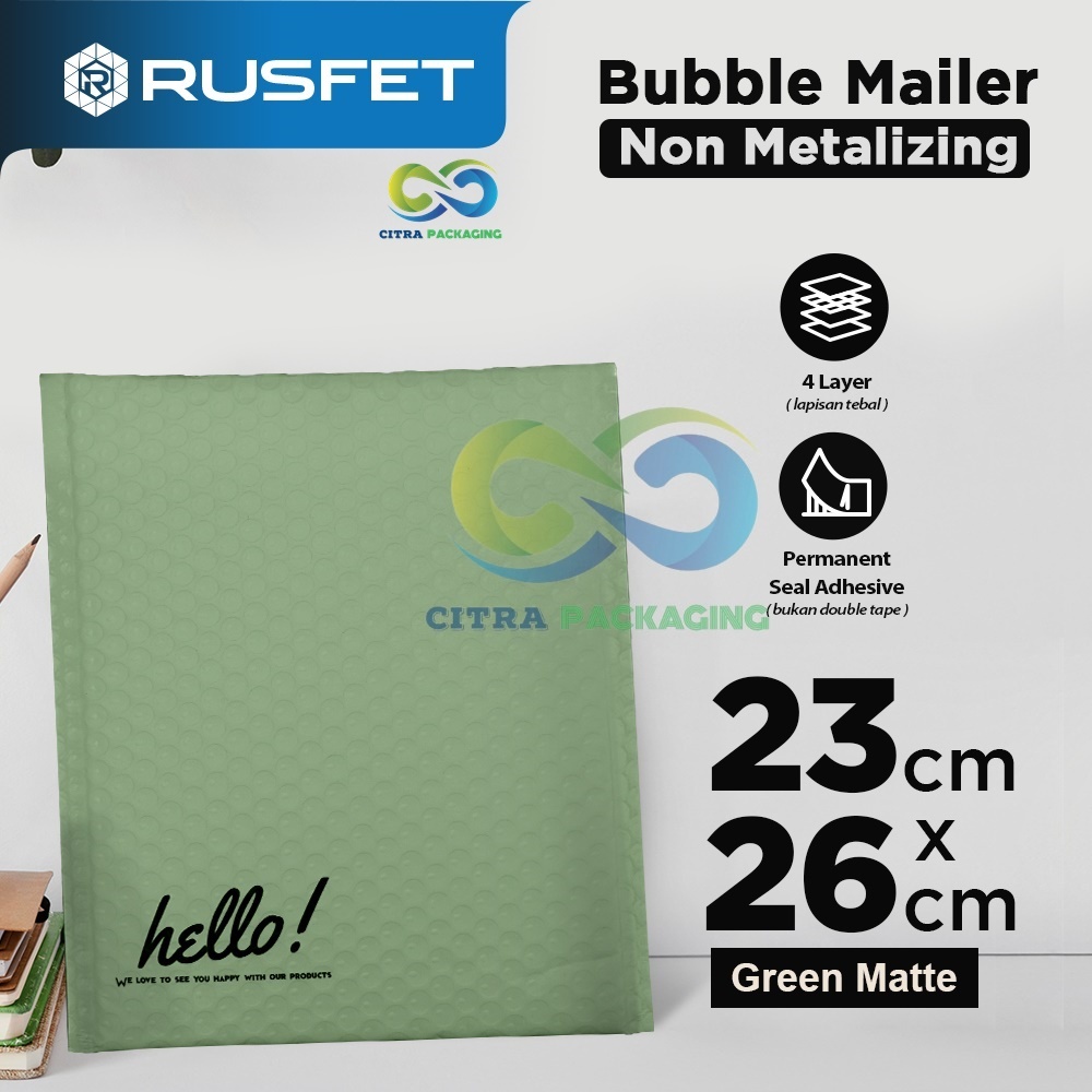 

BUBBLE MAILER 23 X 26 CM GREEN MATTE / AMPLOP BUBBLE PACKING PREMIUM